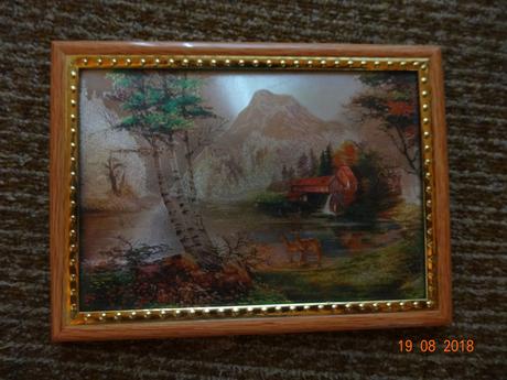 Obraz chatka, bříza, jelen, srnka, příroda,