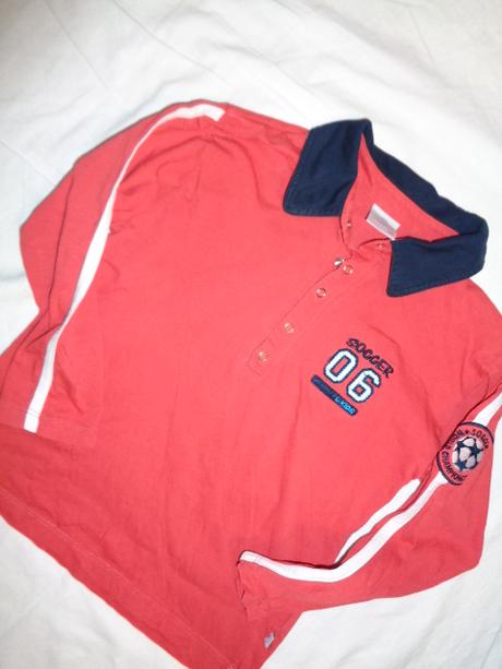 Luxusní hnědočervené tričko s límečkem, 128