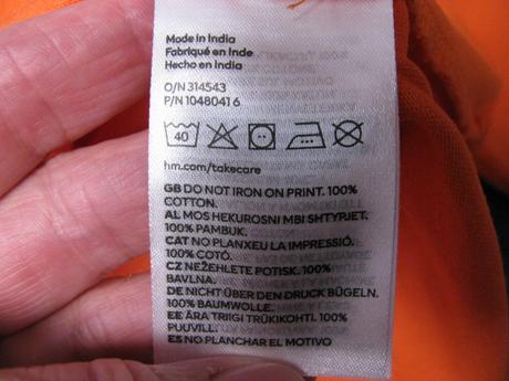 Oranžové bavlněné tričko s nápisem h&m, h&m,xs