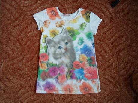 Bílé tričko triko krátký rukáv, 140