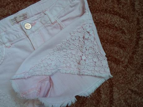 Růžové kraťasy kraťásky šortky s krajkou, zara,152