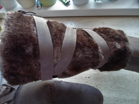 Hnědé teplé boty kozačky s kožíškem, 39 / 40