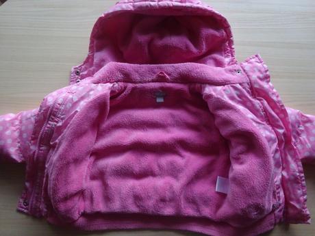 Zimní růžová bunda s puntíky, vel. 92, funky diva,92