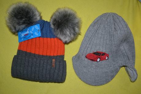 2x zimní čepice, s fleece,v.86-116, 86 - 116