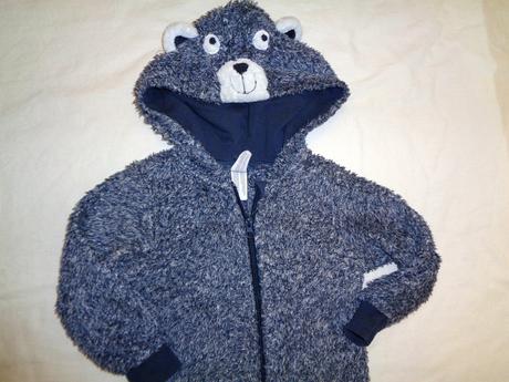 Krásný modrobílý chlupatkový overal medvídek, palomino,104