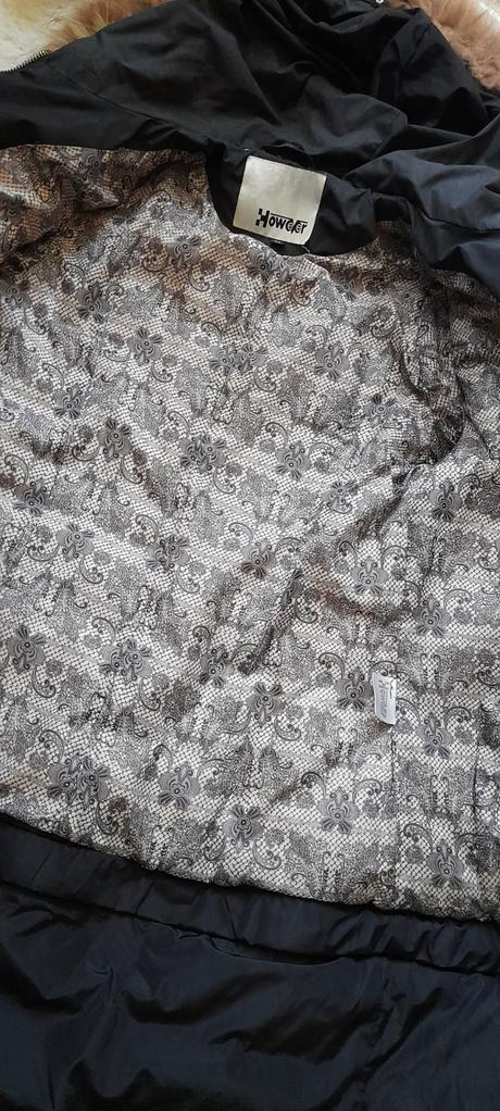 Howeer péřová bunda s páskem kapucí a kožešinou, xl