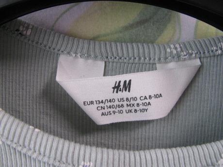 Dívčí kratší řádkované pružné tričko h&m, h&m,140