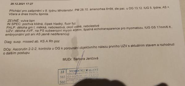 Přes myom není vidět embryo. Mám naději na těhotenství?