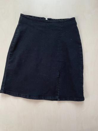 Černá sukně s rozparkem na stehno, vel 34/xs, deni, denim,xs