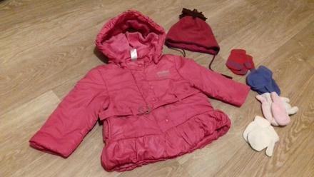 Teplá zimní bunda + čepice + rukavice, c&a,86