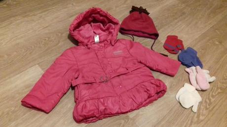 Teplá zimní bunda + čepice + rukavice, c&a,86