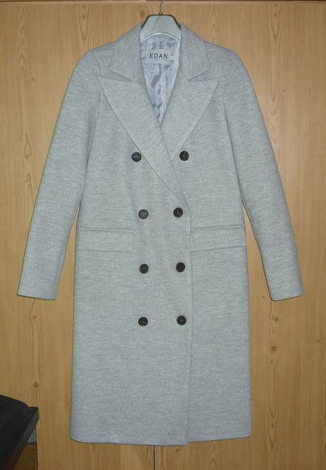 Šedý dámský vlněný kabát edan, s