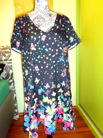 Luxusní černé vzdušné motýlkové šaty, 44