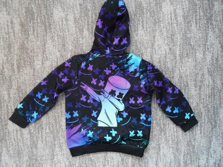 Černá fialová mikina s kapucí marshmello -fortnite, 110