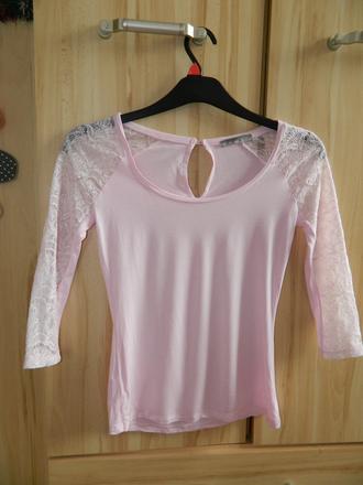 Dámské růžové tričko 3/4 rukáv vel. 36/s, bershka,s