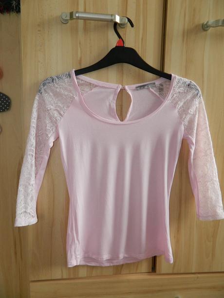 Dámské růžové tričko 3/4 rukáv vel. 36/s, bershka,s