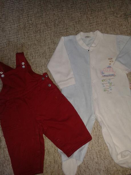 Tepláky s laclem + sametový overal, 68–80