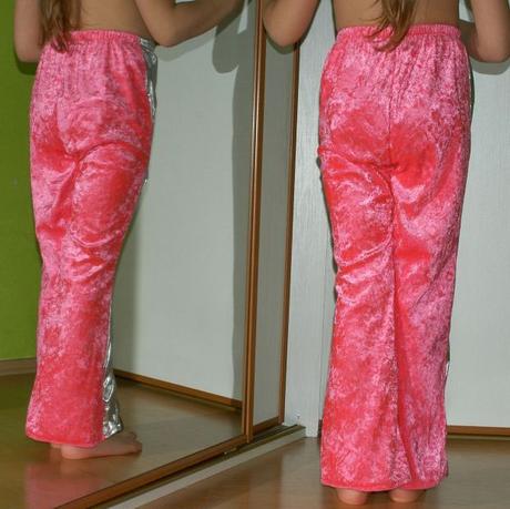 Karnevalové růžovo-stříbrné kalhoty,