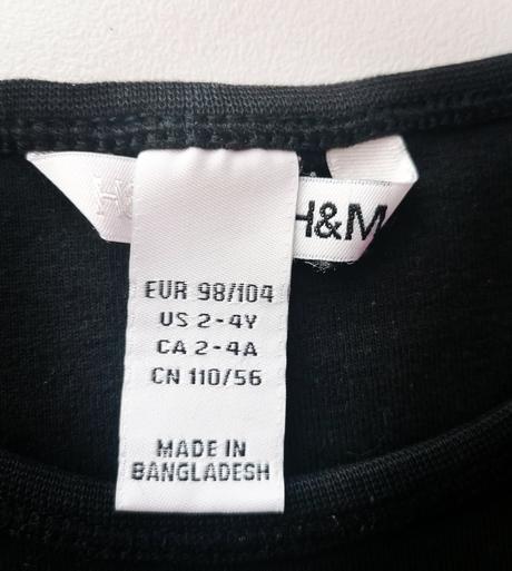 Černé bavlněné tričko vel 98 - 104, h&m,98
