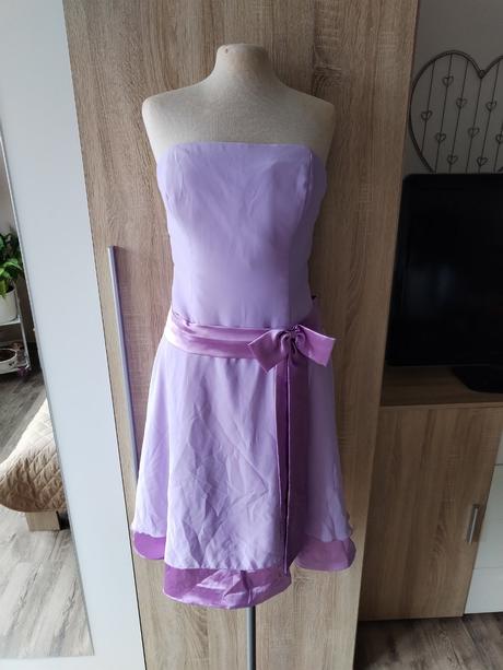 Lila fialové šaty bez ramínek vel m 38, m