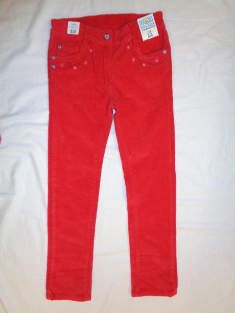 Luxusní červené elastické manžestrové kalhoty, 116 / 122