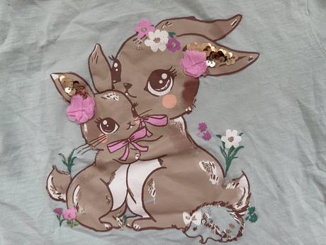 Dívčí zelené tričko, králíčci, vel. 128, c&a,128