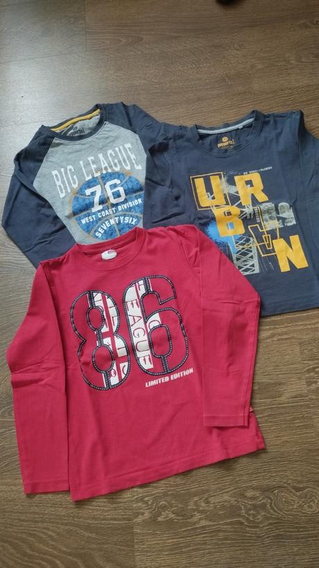 3 x tričko dlouhý rukáv 128, lupilu,128