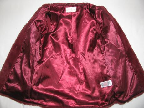 Dívčí vínová bunda z umělé kožešiny vel.6-7 let, primark,122