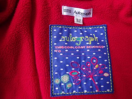 Kabátek červený, vel. 98, marks & spencer,98