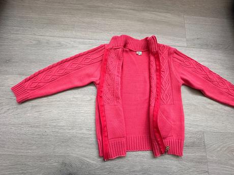 Dívčí růžový pletený svetr, vel. 122 (6-7 let), 122