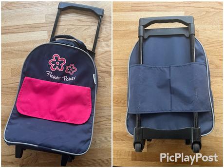 Dětský kufřík modrý, látkový na kolečkách,