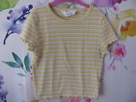 Crop top pružné řádkované tričko h&m, h&m,152