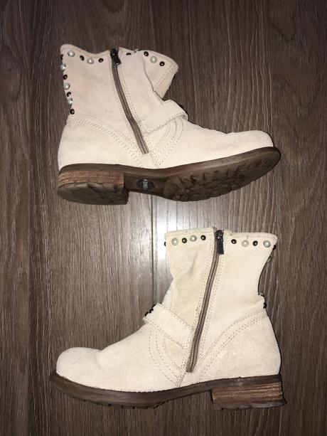 Béžové nízké kožené kozačky replay, replay,38