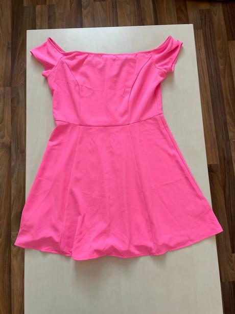 Krátké neon růžové minišaty, vel xl, ale menší cc, h&m,m