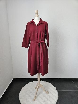 Bordové košilové midi šaty numoco, xl