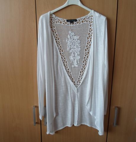 Bílý svetr kardigan s krajkou, gate,s