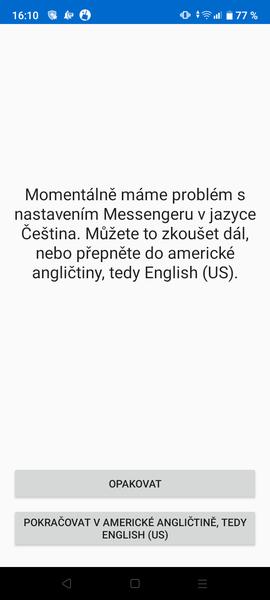 Messenger na Facebooku: Proč mi nejde nastavit čeština?