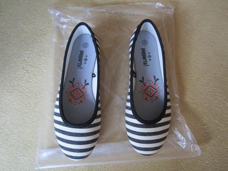 Nové pěkné balerínky, černobílý proužek, vel. 36,, pepperts,36