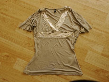 Bezove tricko s flitry xs, xs