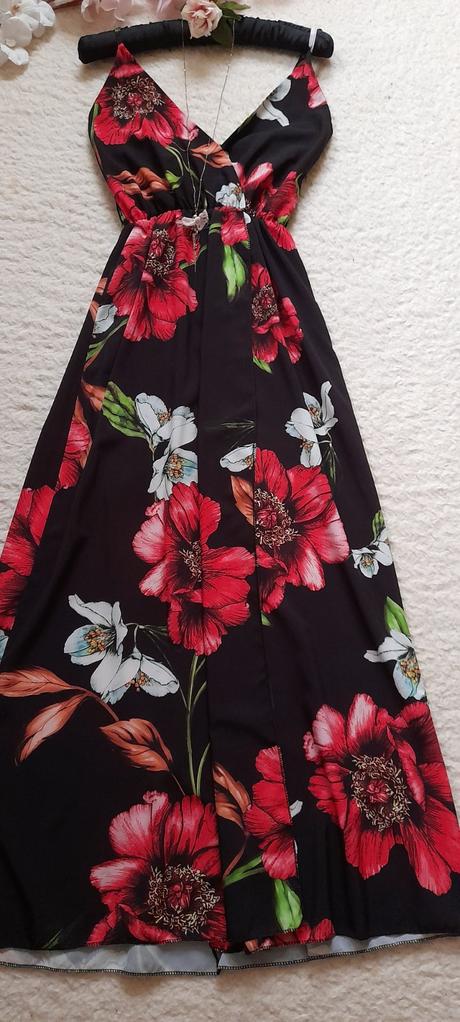 Letní dlouhé šaty s velkými květy, m