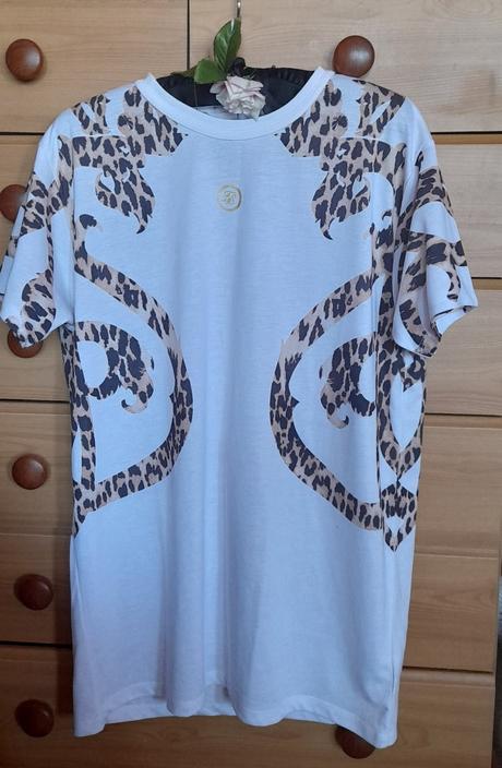 Siksilk pánské bílé tričko s leopardím vzorem, m
