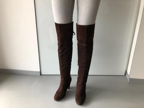 Vysoké hnědé kozačky list italy vel.36 semiš velur, 36