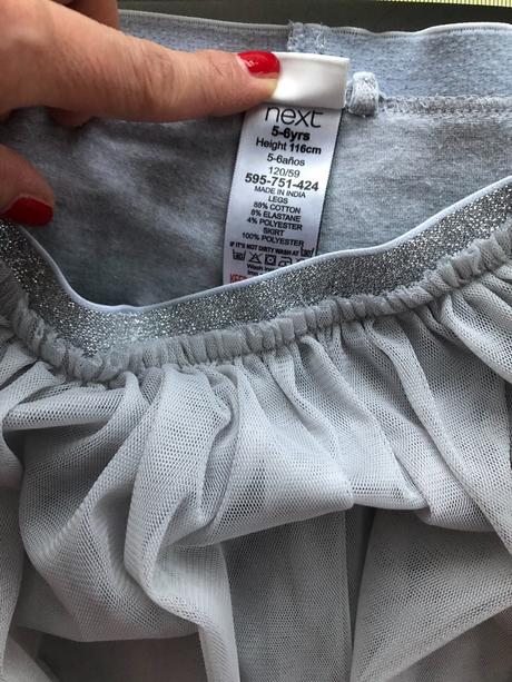 5-6let 116cm next legíny tutu sukně šedá stříbrná, next,116