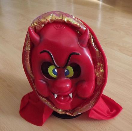 Karnevalová červená maska na hlavu veselý čertík, 