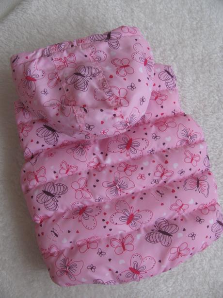 Zateplená růžová vesta s kapucí s hřejivou podšív., early days,80