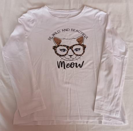 Dívčí triko dlouhý rukáv bílé kočka reserved, reserved,164