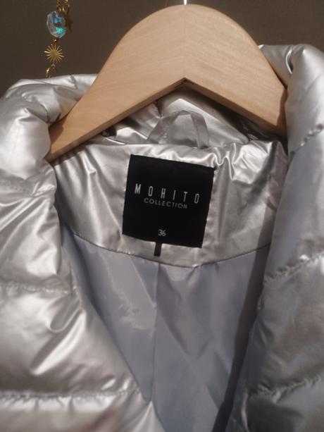 Zimní stříbrná bunda s páskem, mohito,s