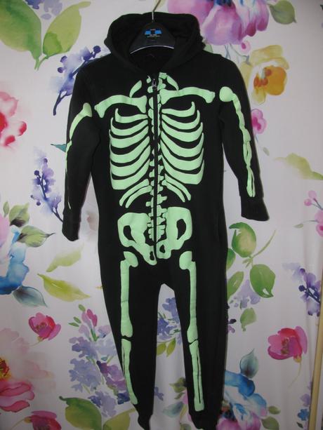 Bavlněný spací overal s kapucí-kostlivec, george,128