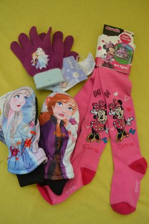 Zimní set frozen na 4-6l.,rukavice 2x,punčocháče, disney,116 / 122