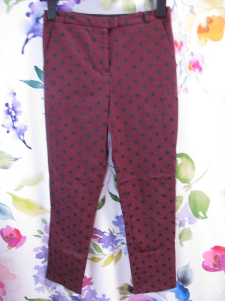 Vínové přiléhavé elastické kalhoty, topshop,xs